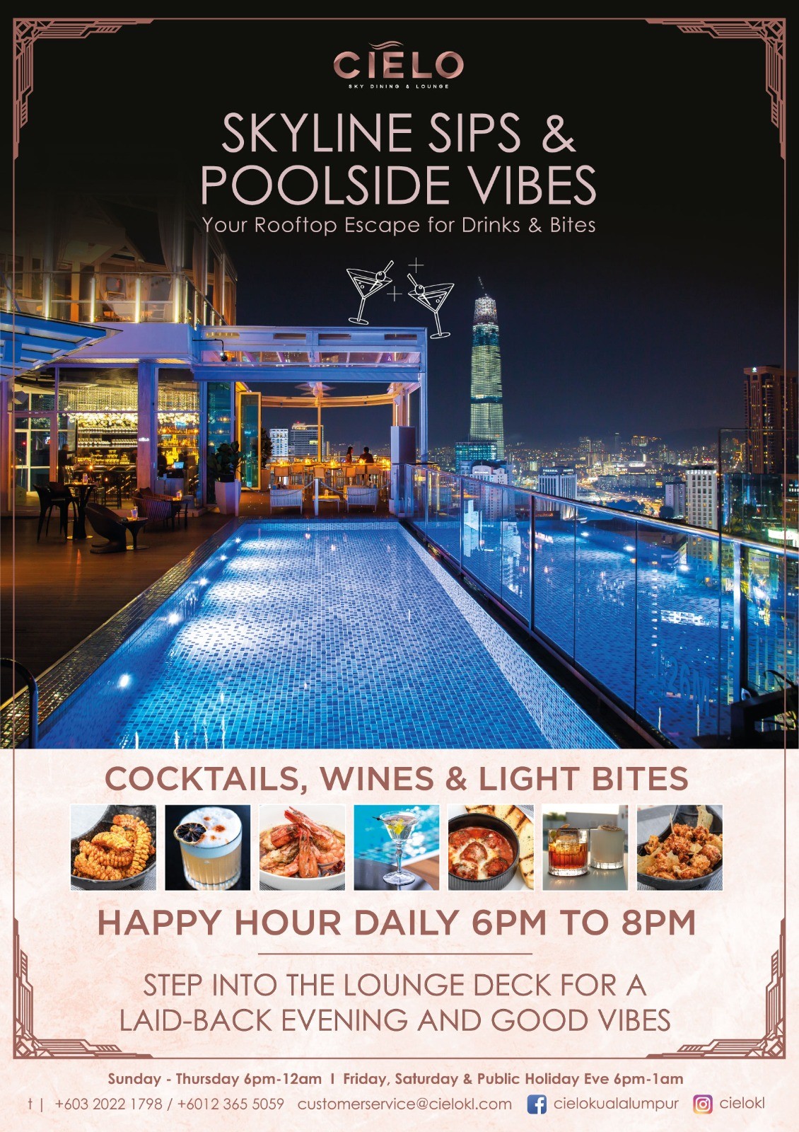 a pool on a rooftop with a city view